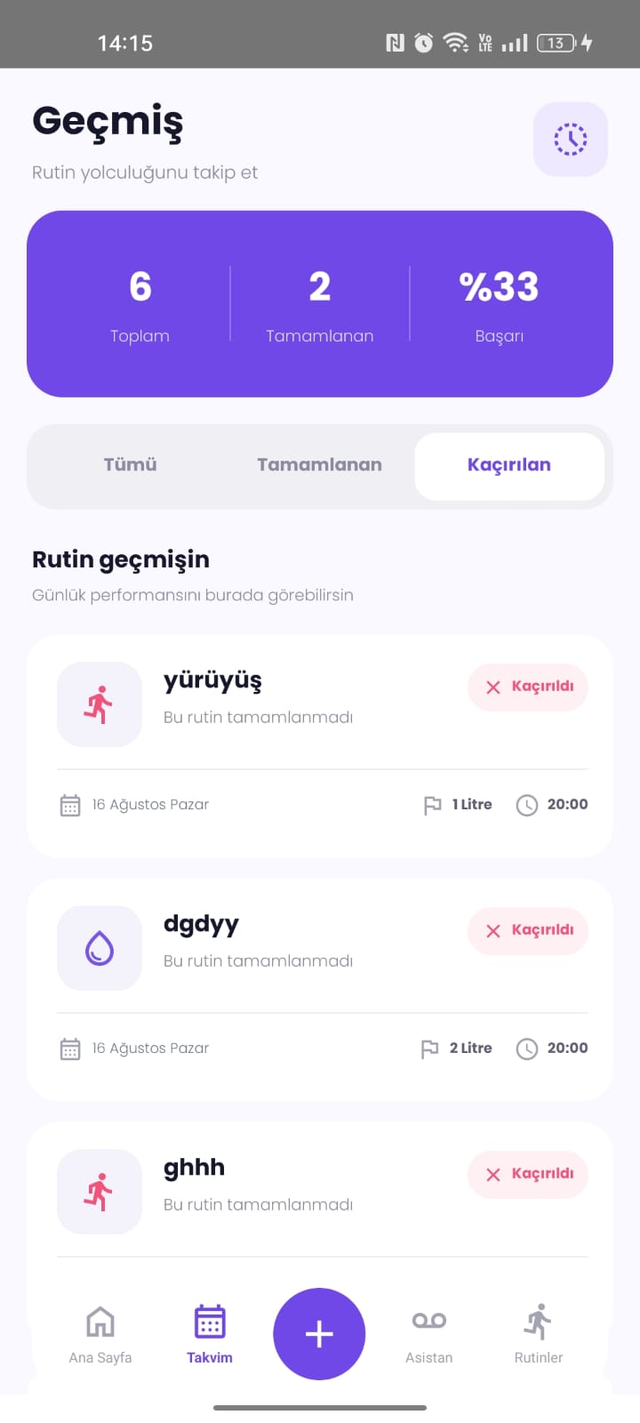 Kaçırılan rutinler